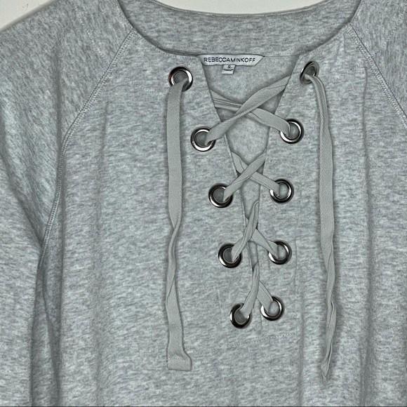 Rebecca Minkoff Grey Lace Up Sweatshirt - Picture 4 of 9